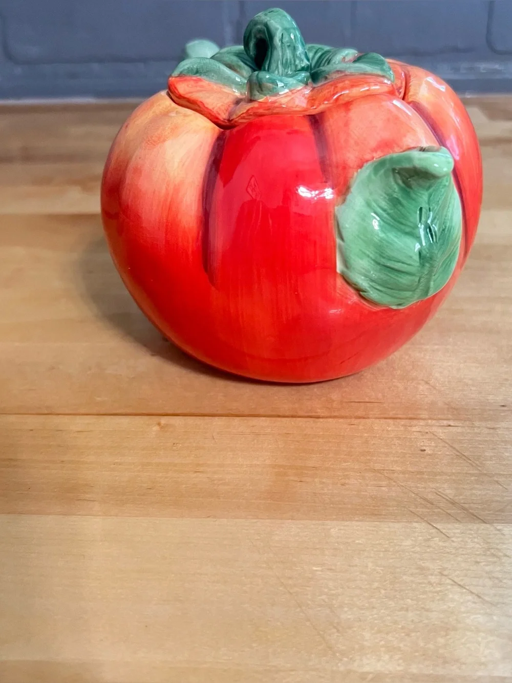Vintage Tomato Ceramic Teapot Decorative Cottagecore Farmhouse Decor Collectible
